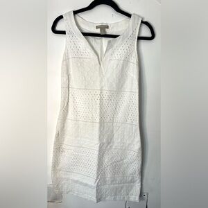 Banana Republic Cotton White Sleeveless Eyelet Mini Dress Size 2